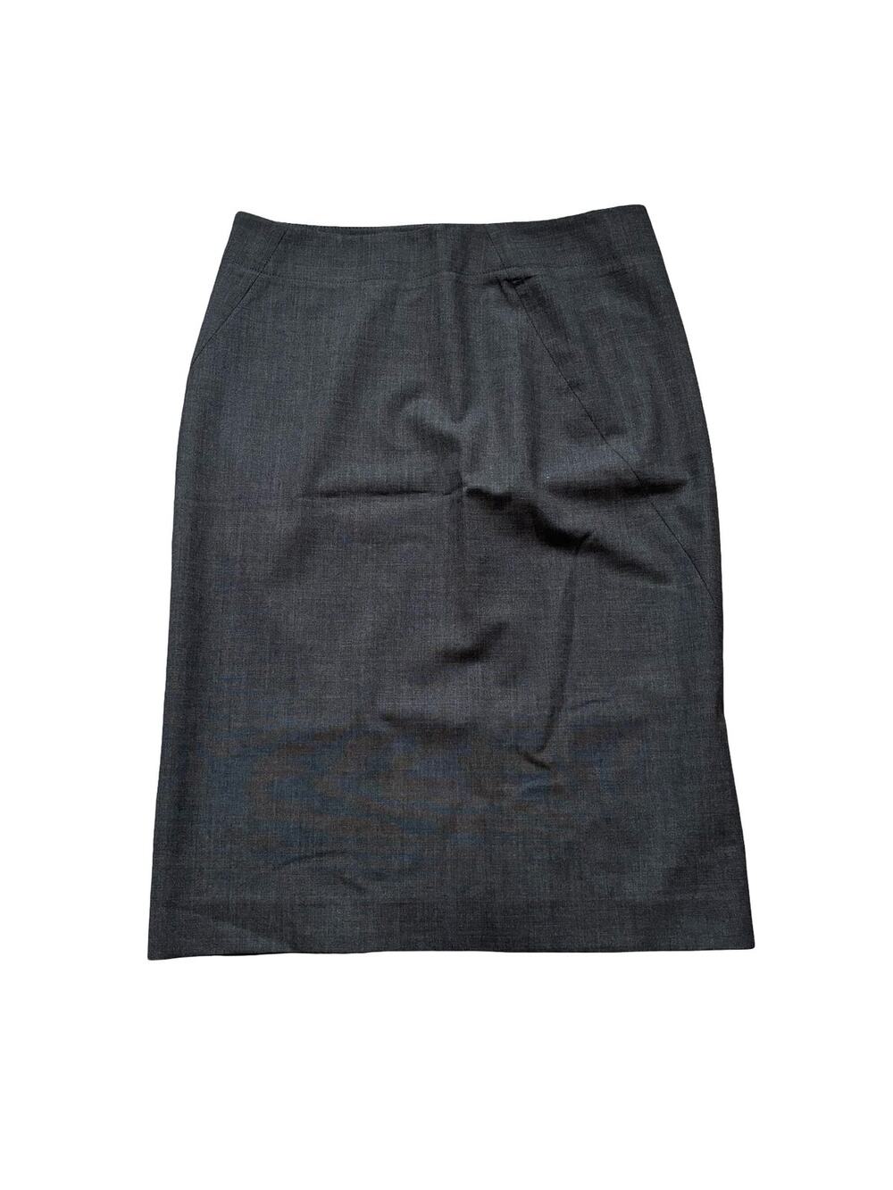 Theory Dark Gray Wool Stretch Pencil Skirt Tailored Workwear Size 2